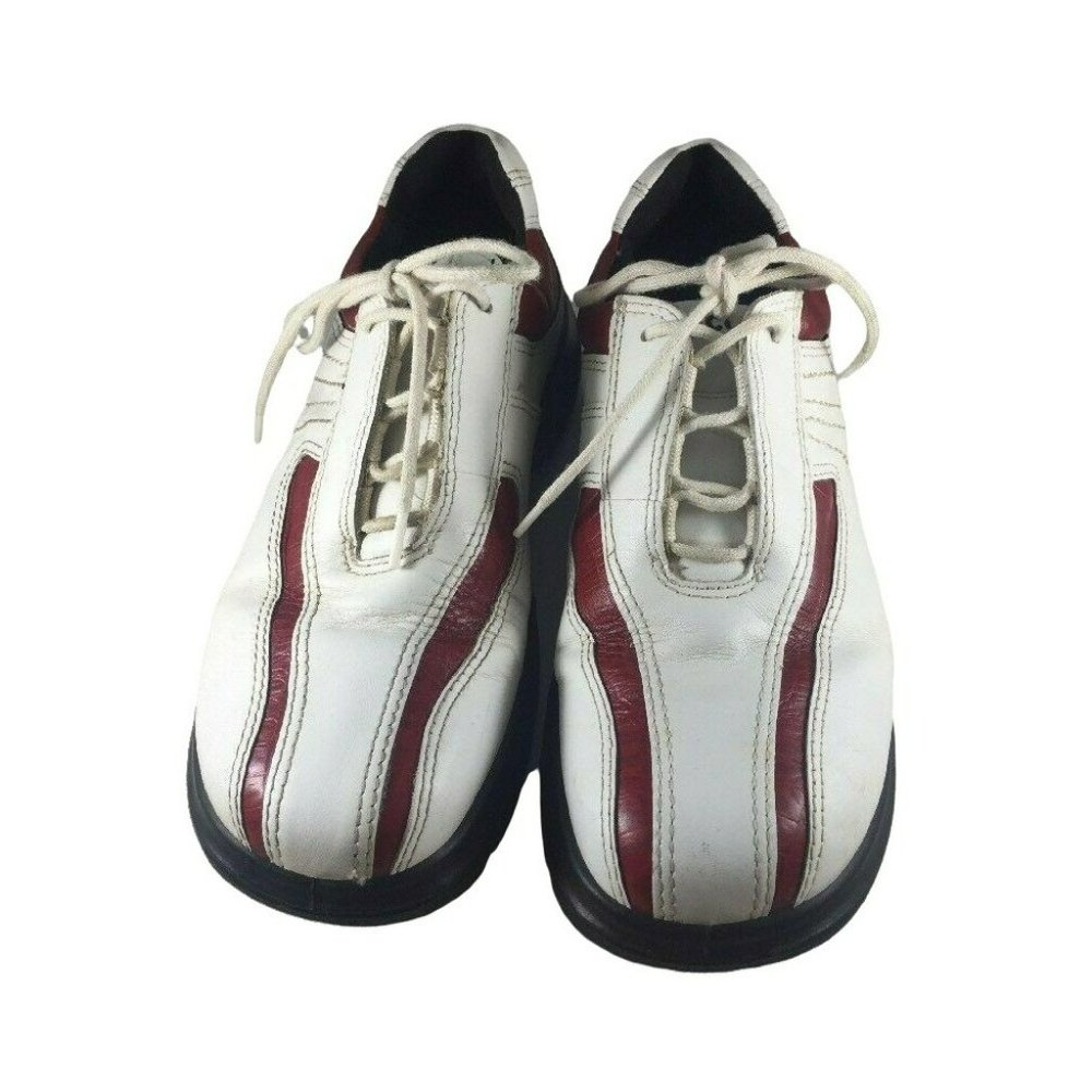 Ecco Womens Golf Shoes US Size 5 UK Size 36 White And Red Leather Bicycle Toe